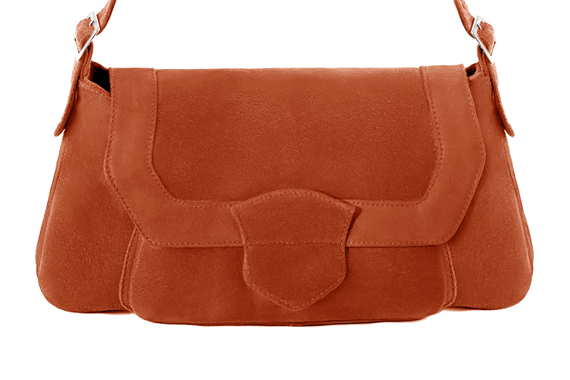 Dress handbag in terracotta orange leather - Profile view